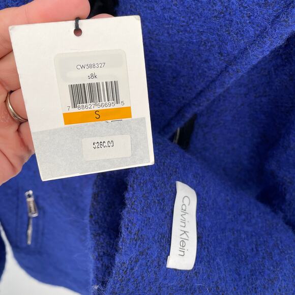 NWT Calvin Klein Blue Asymmetric Zip Wool Jacket // S - Picture 7 of 12